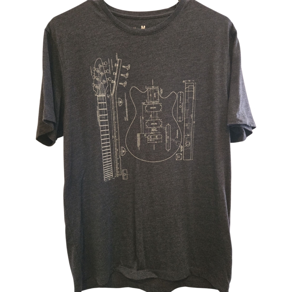 Banana Republic Dark Gray Guitar Design Tee SZ M